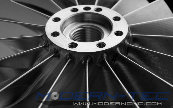 Closeup of Impeller Machined at Modern-Tec Manufacturing