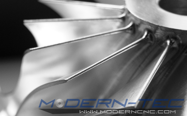 Closeup of Impeller Machined at Modern-Tec Manufacturing